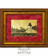 Картина на золоте «Медный всадник и сенатская площадь»