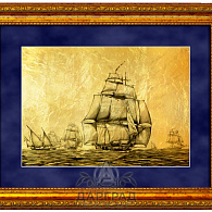 Картина на золоте «Эскадра парусников»