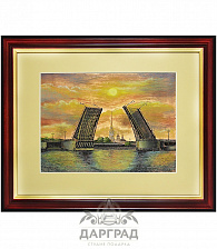Гравюра на металле «Мосты Санкт-Петербурга на закате»