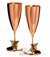 Набор медных бокалов для шампанского «Бабочка»