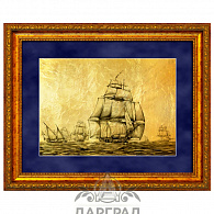 Картина на золоте «Эскадра парусников»