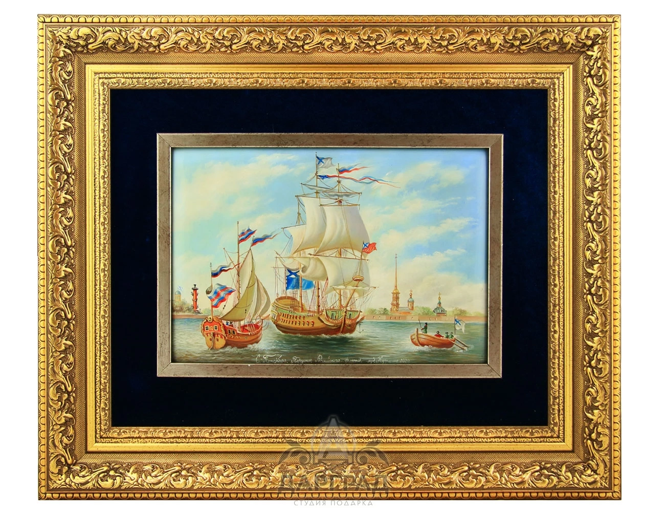 Лаковое панно «Парусник Российского флота» - №2