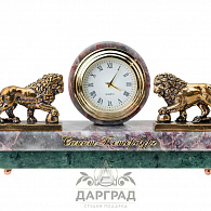 Настольные часы "Пара львов с шаром" (мрамор)