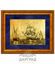 Картина на золоте «Морской бой»