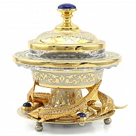 Икорница с лазуритом «Три осетра» Златоуст