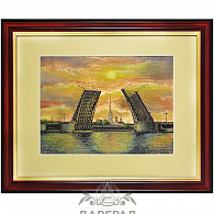 Гравюра на металле «Мосты Санкт-Петербурга на закате»