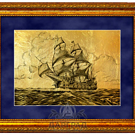 Картина на золоте «Барк в море»