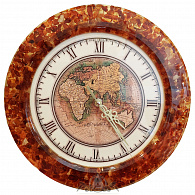 Интерьерные часы «Карта мира» янтарь
