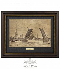Офорт на латуни «Дворцовый мост»