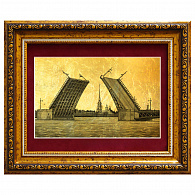 Картина на золоте «Дворцовый мост» большая
